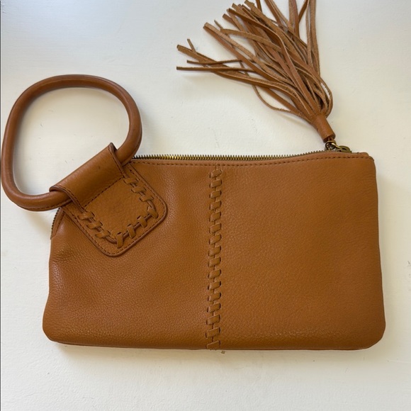 HOBO Handbags - HOBO Caramel Leather Wristlet with Tassel